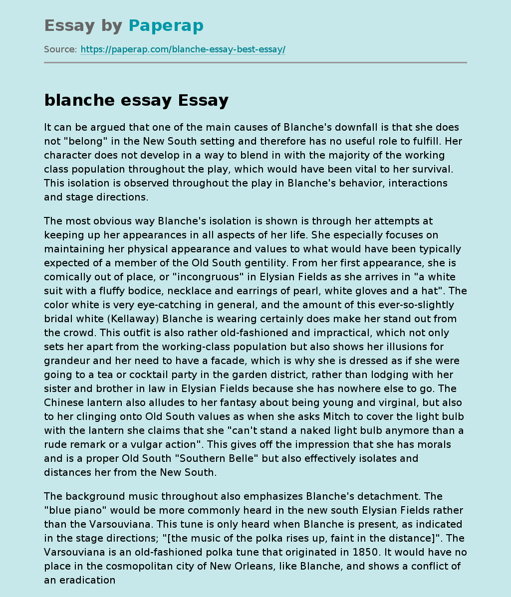 Blanche's Downfall Essay