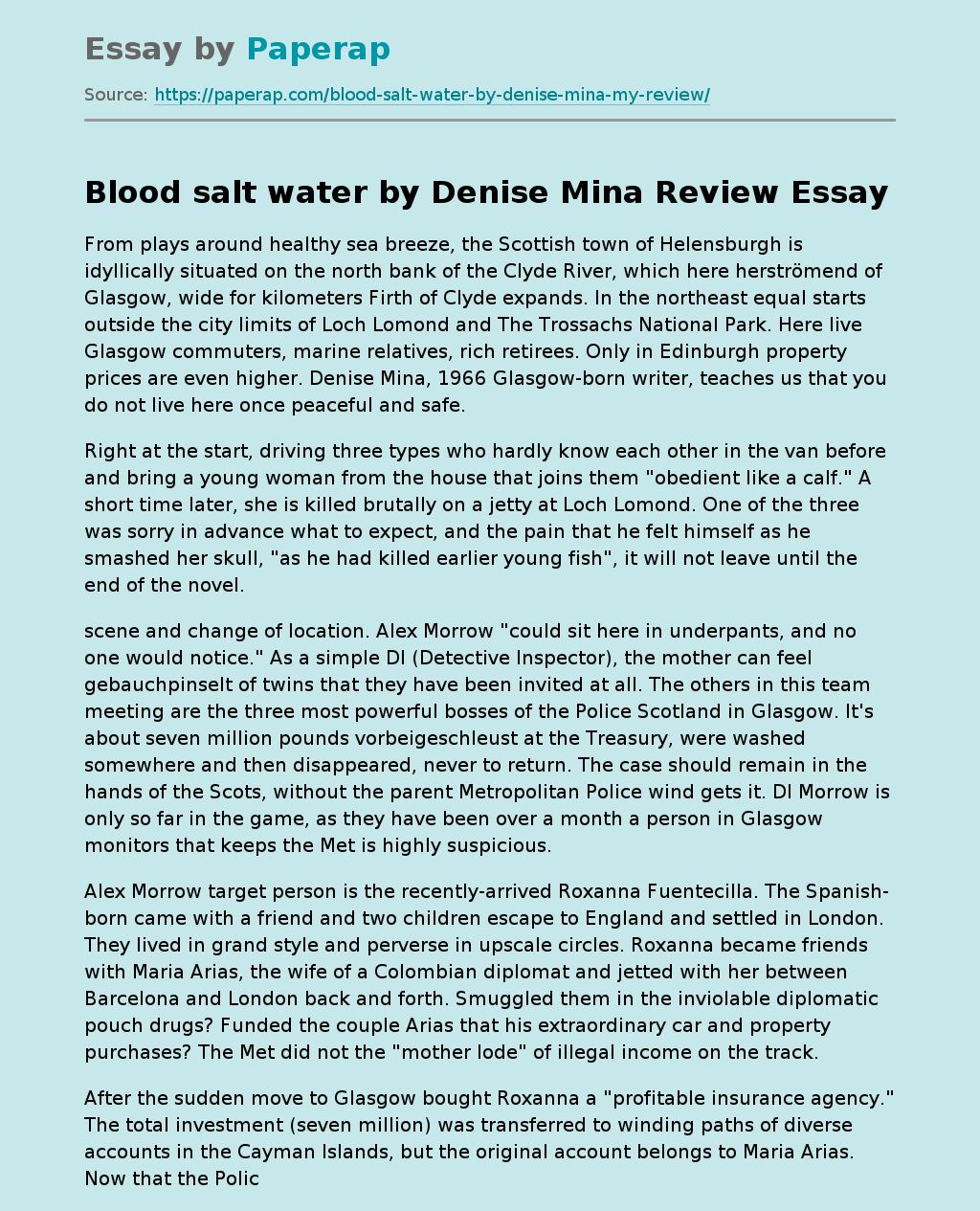 Blood salt water by Denise Mina Review