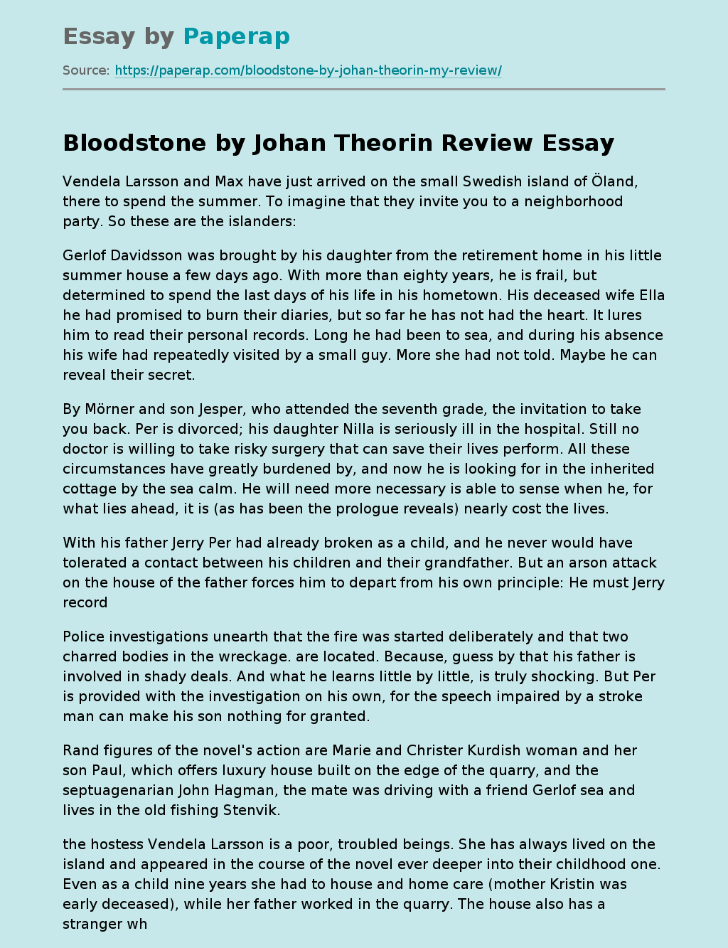 Bloodstone by Johan Theorin Review
