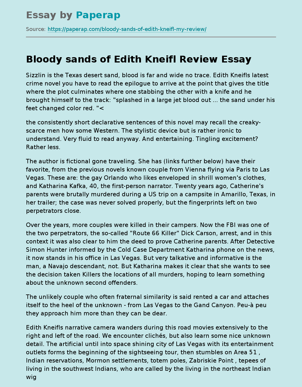 Bloody sands of Edith Kneifl Review