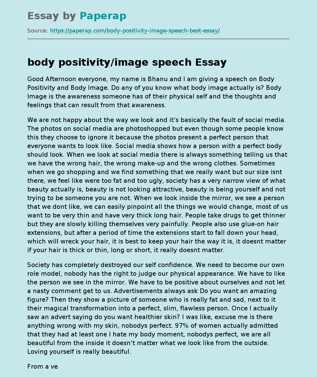 body positivity/image speech