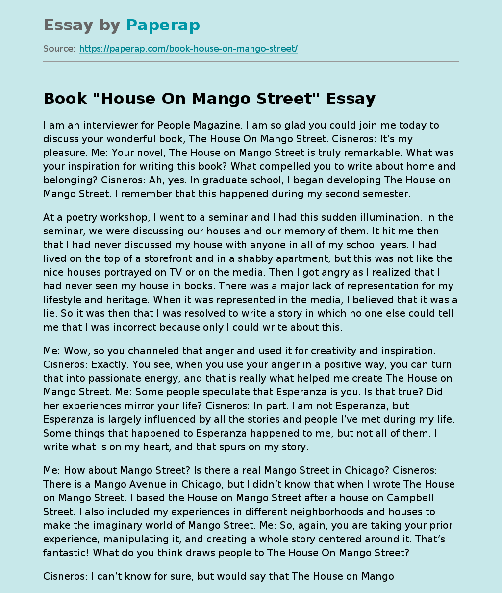 Book "House On Mango Street"