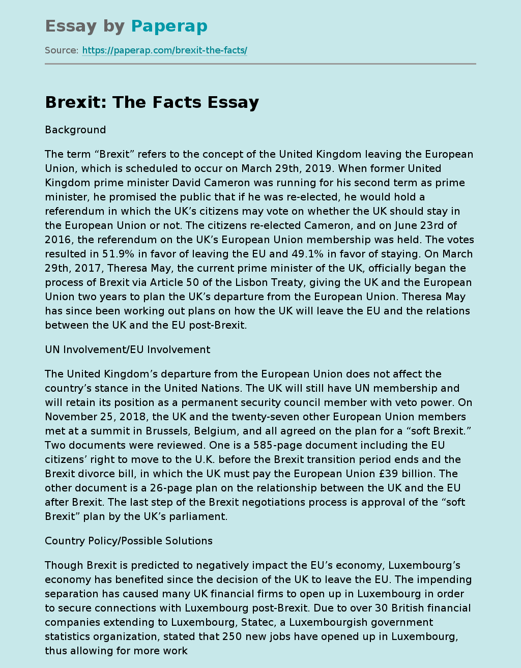 Brexit: The Facts