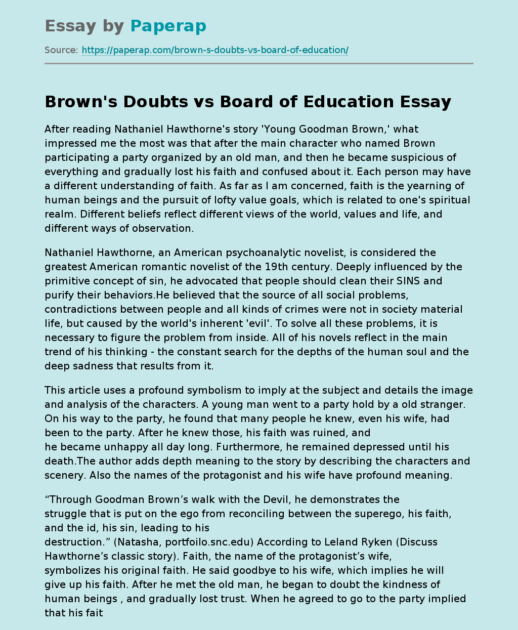 Brown's Doubts vs Board of Education