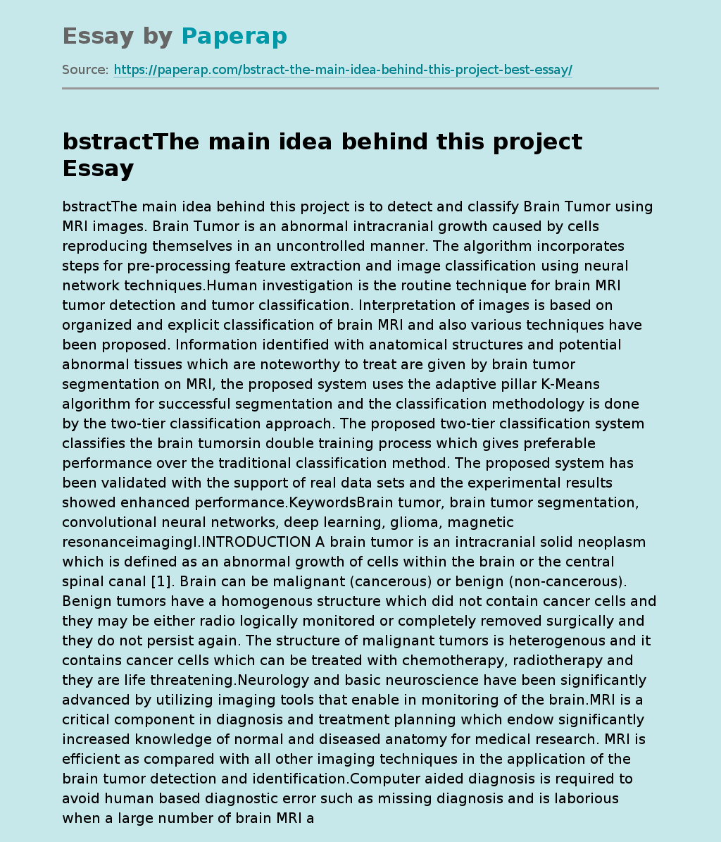 bstractThe main idea behind this project