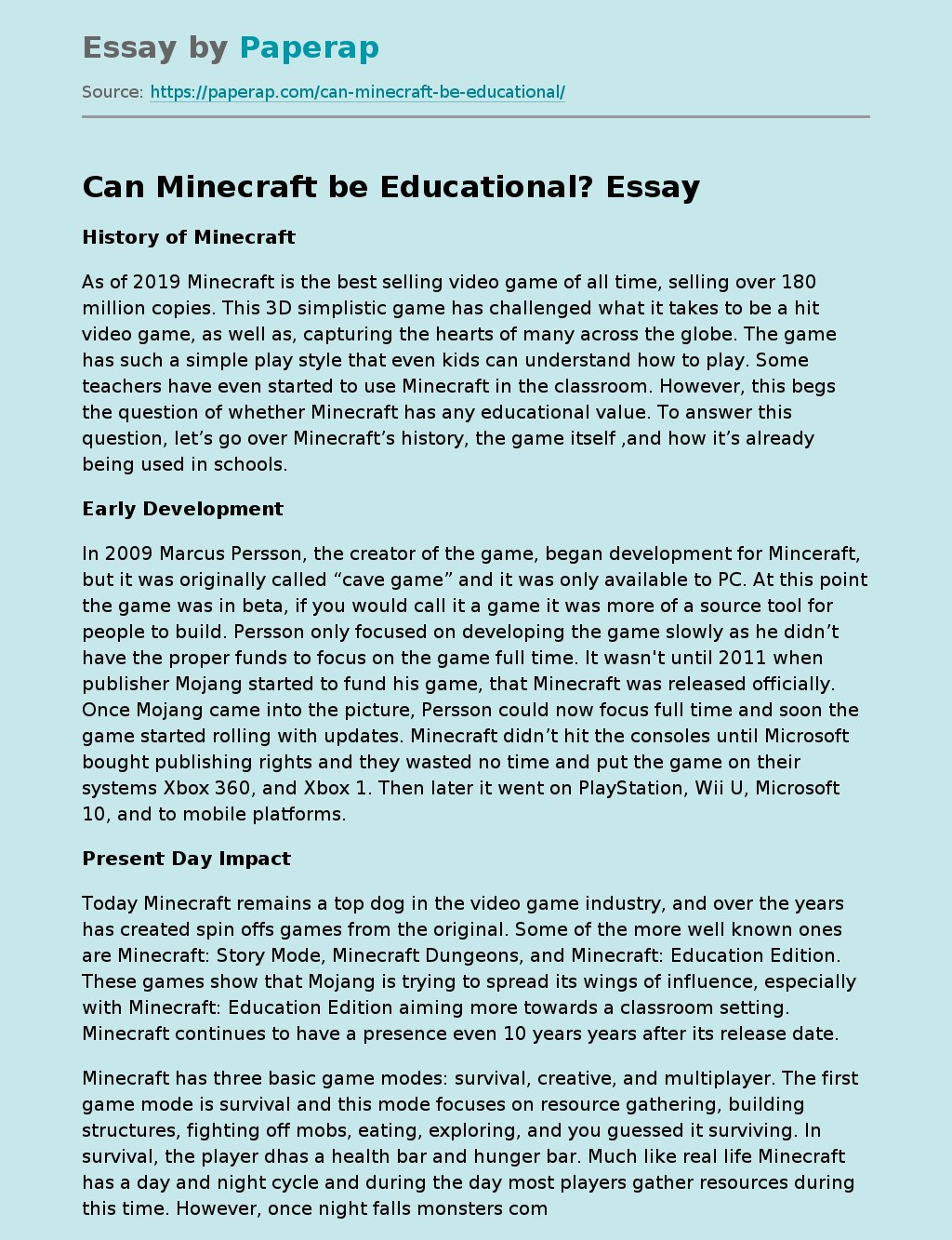 Can Minecraft be Educational?