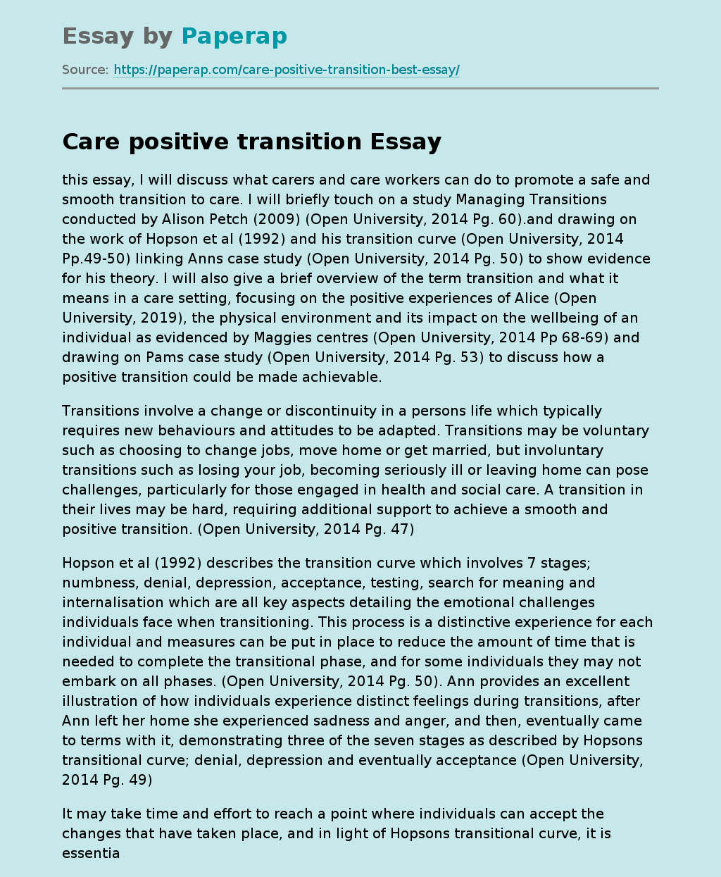 Care Positive Transition