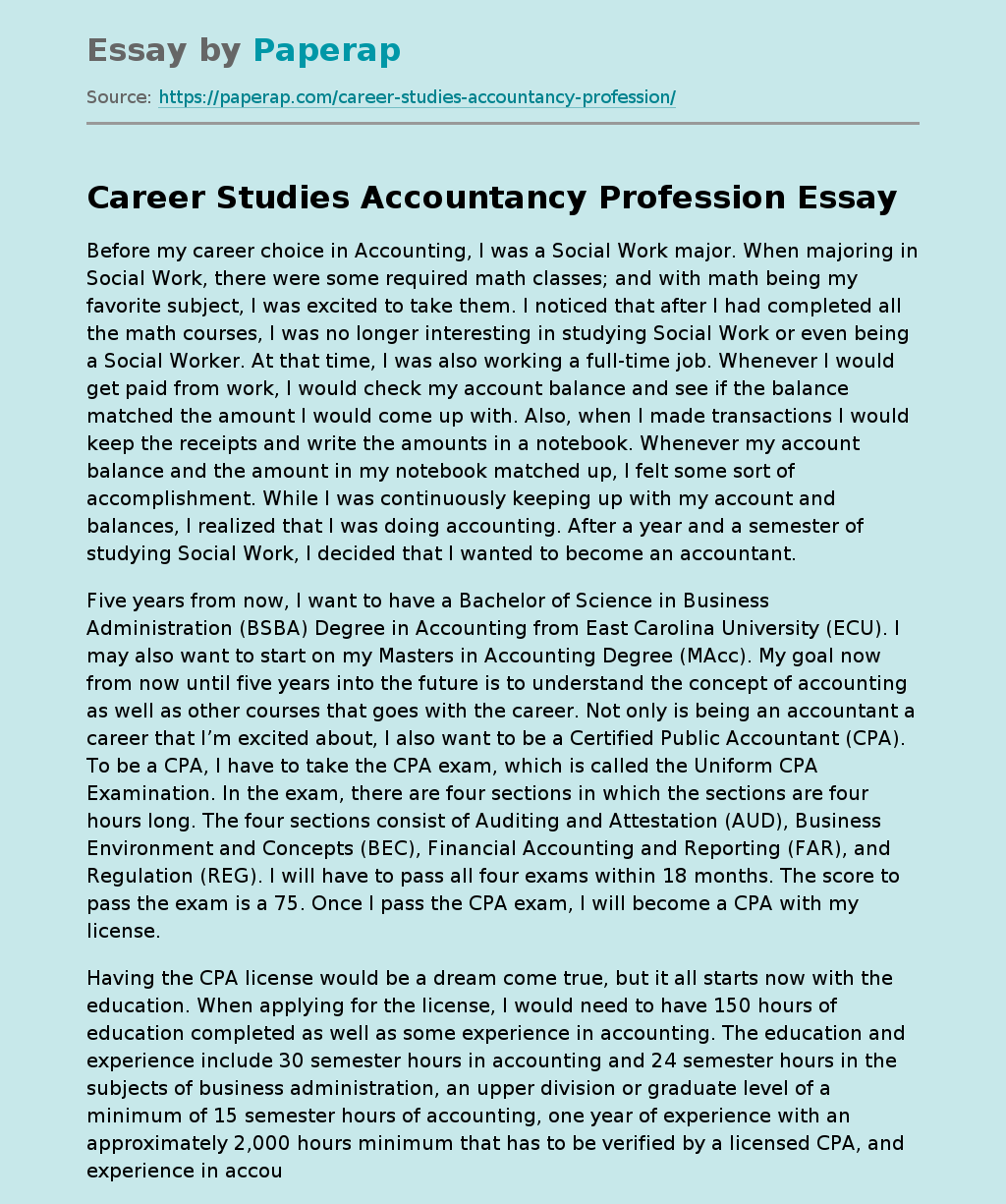 Career Studies Accountancy Profession