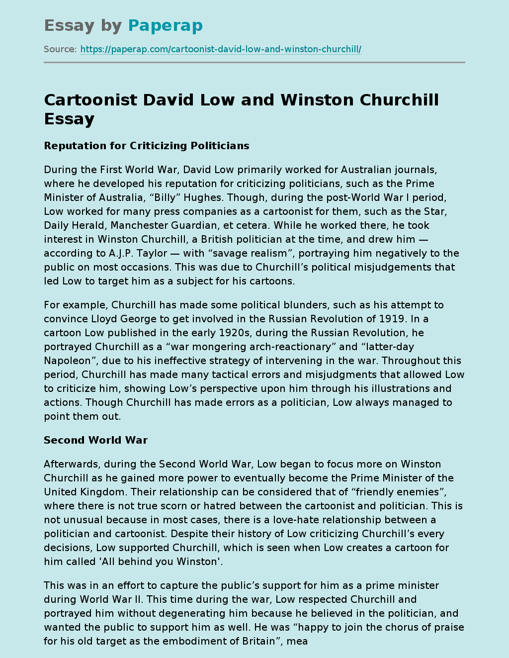 Cartoonist David Low and Winston Churchill