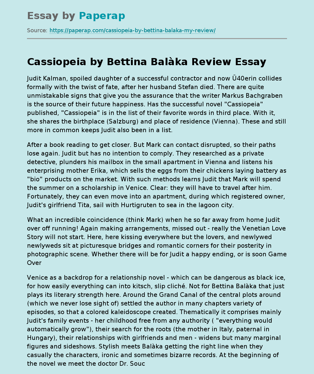 "Cassiopeia" by Bettina Balàka