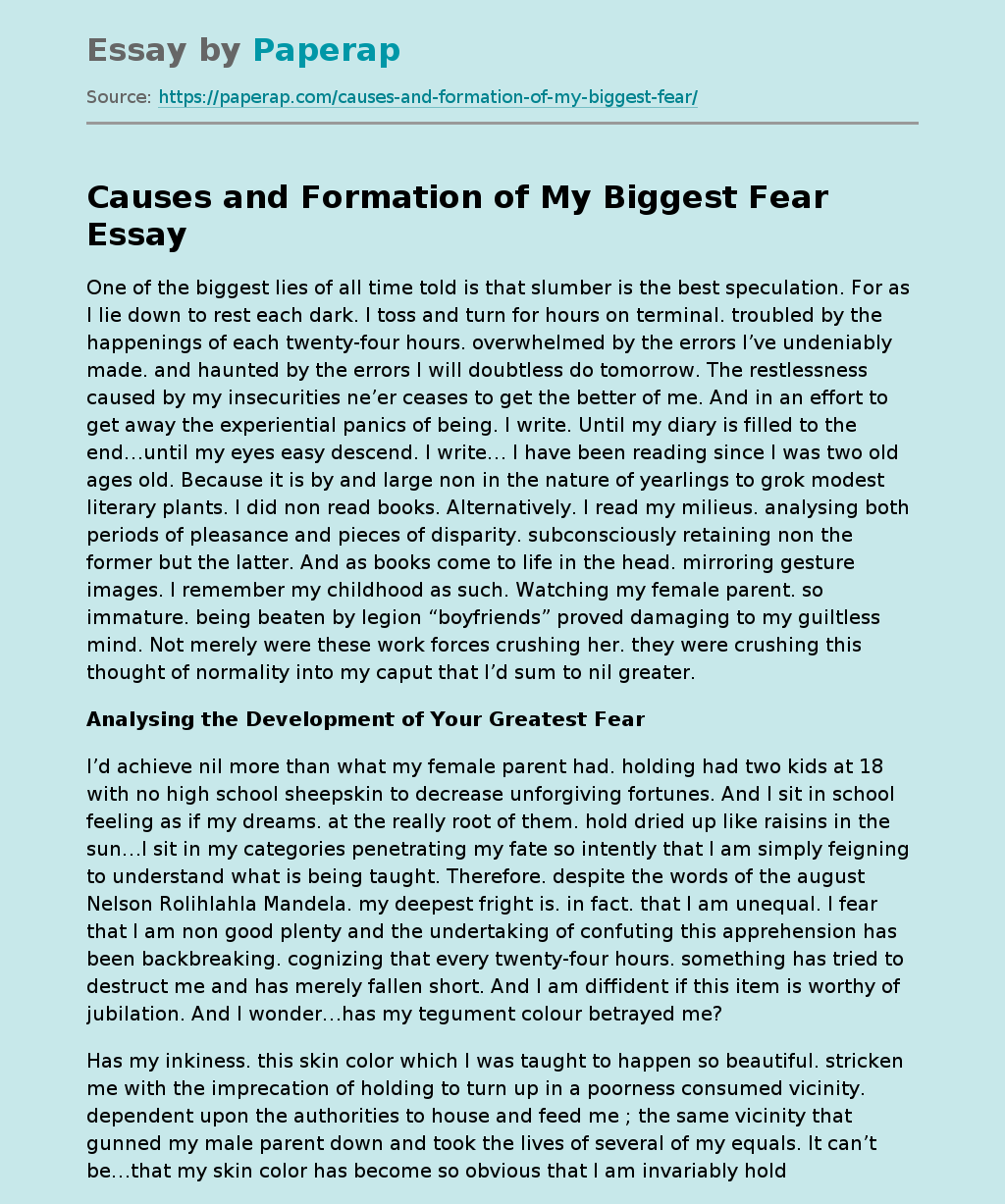 my biggest fear essay for class 4