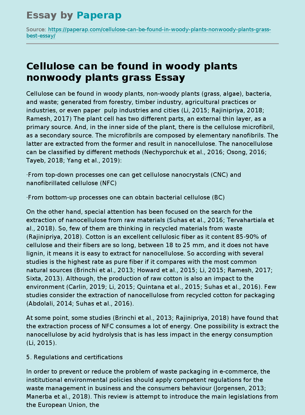 Cellulose Is the Most Abundant Organic Matter