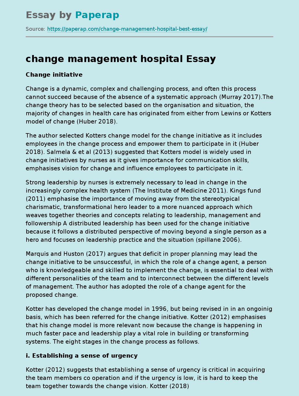 change management essay