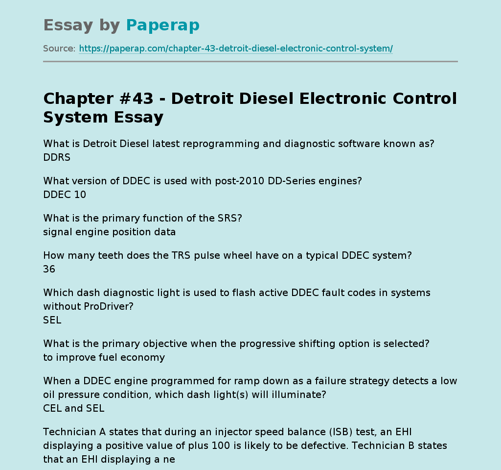 Chapter #43 - Detroit Diesel Electronic Control System