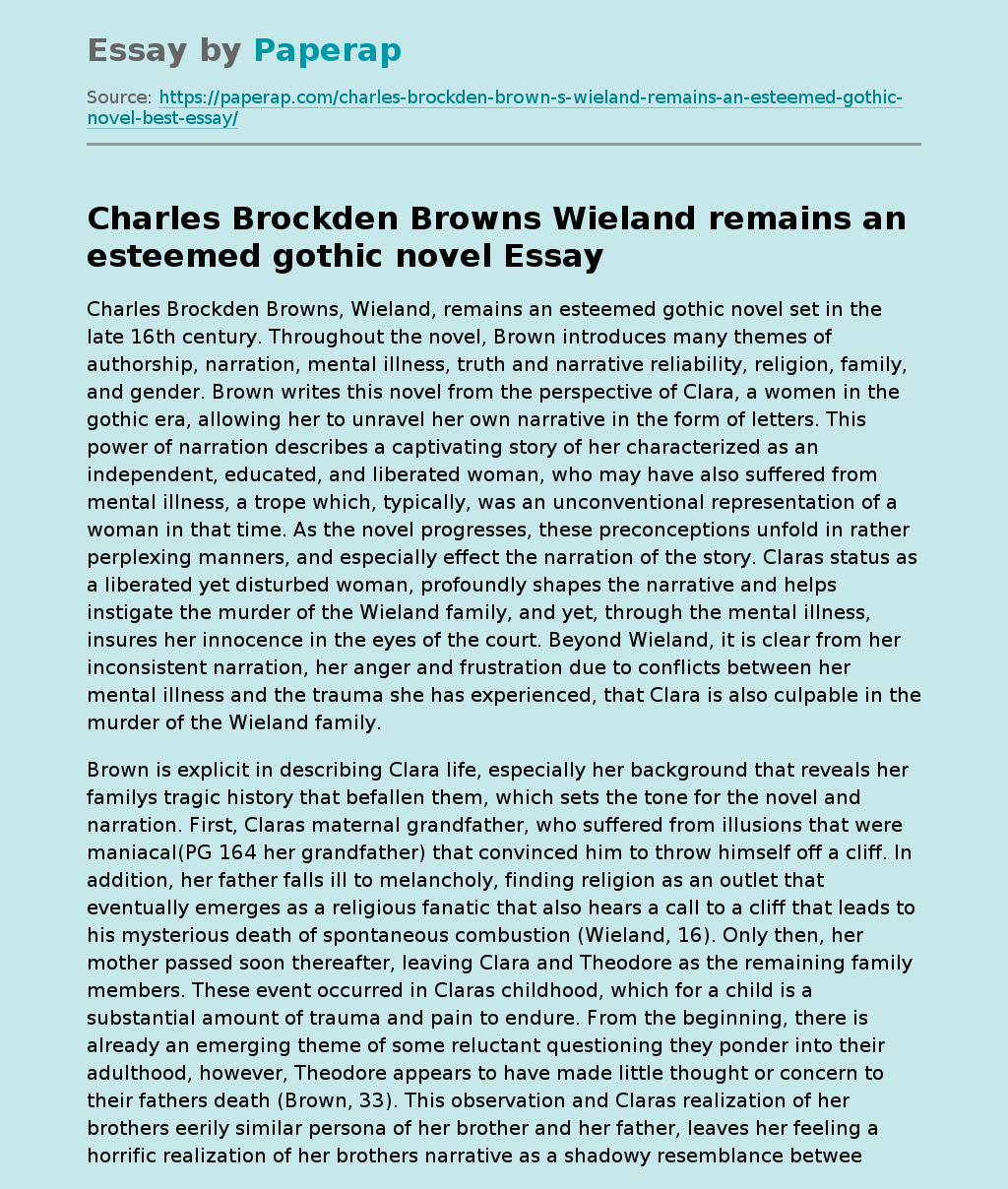 Charles Brockden Brown’s “Wieland”