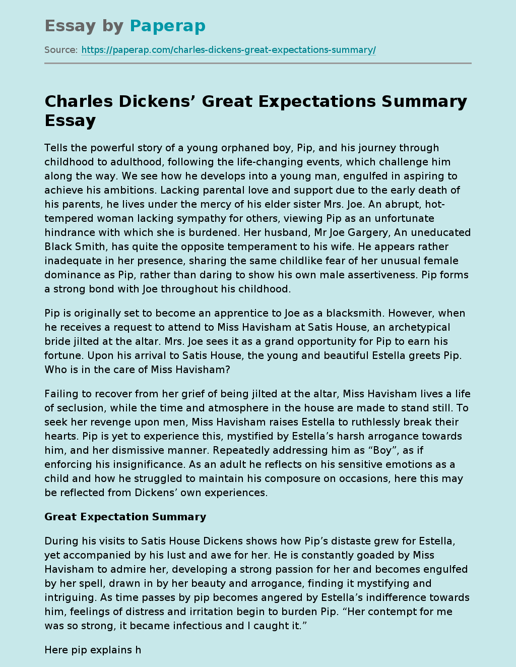 great expectations critical review