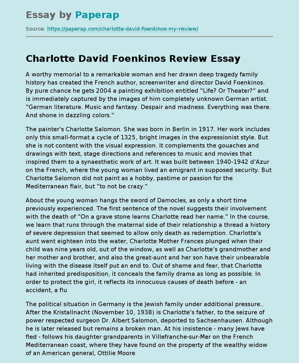 Charlotte David Foenkinos Review