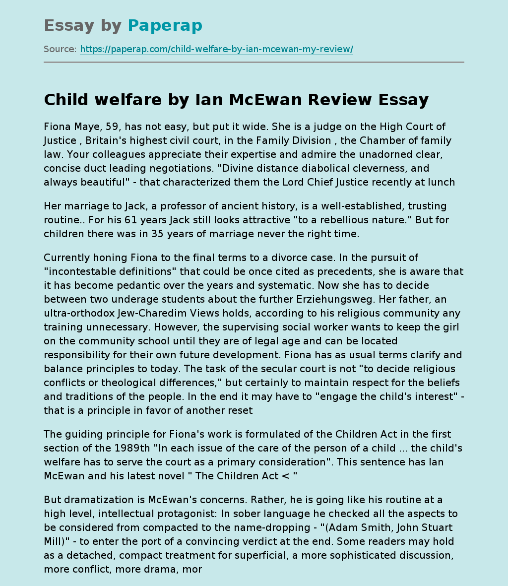 “Child Welfare” by Ian Mcewan
