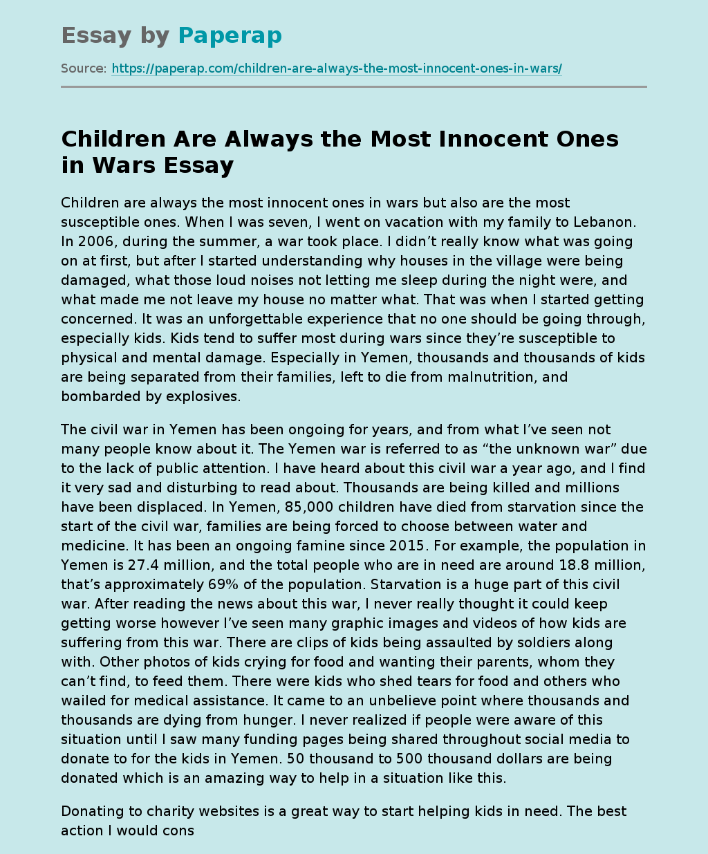 Children Are Always the Most Innocent Ones in Wars