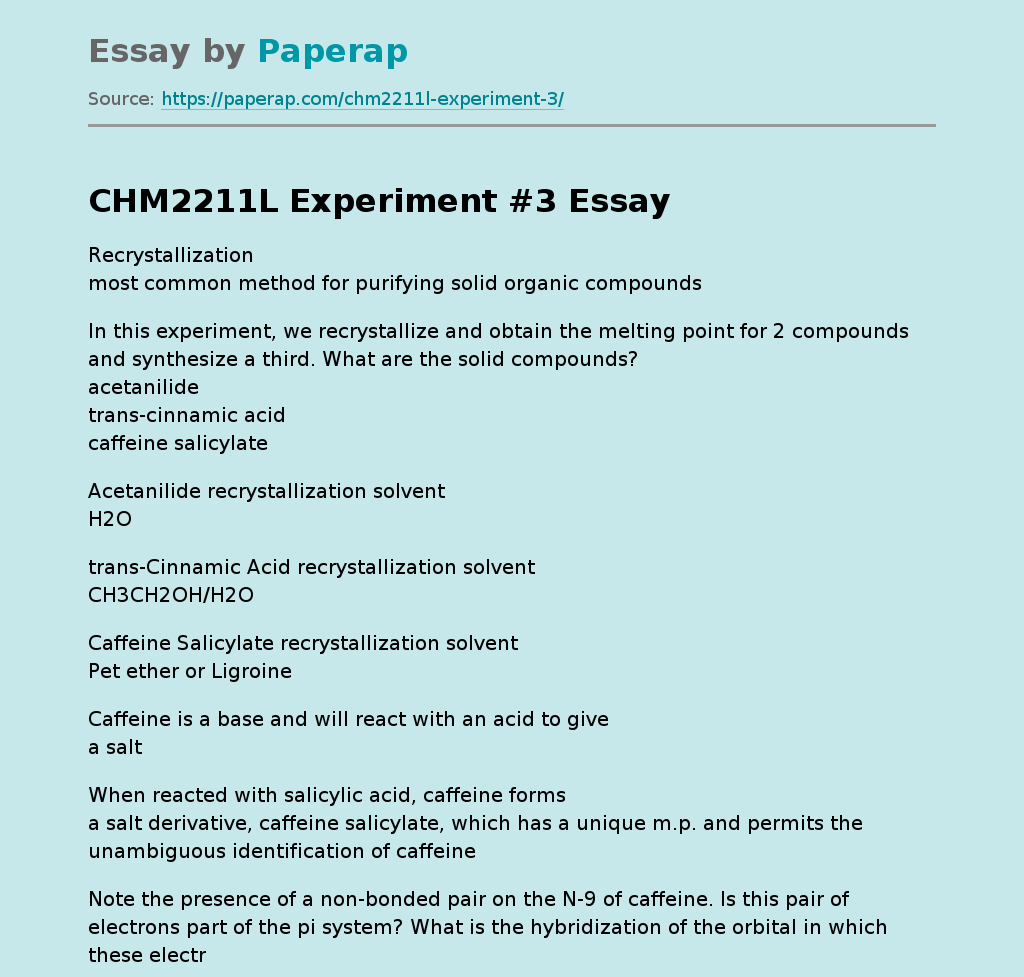 CHM2211L Experiment #3