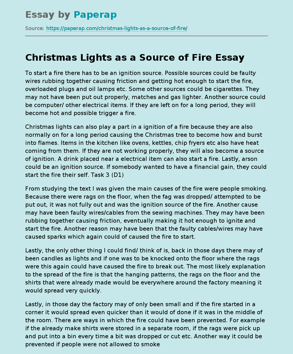 Christmas Lights as a Source of Fire