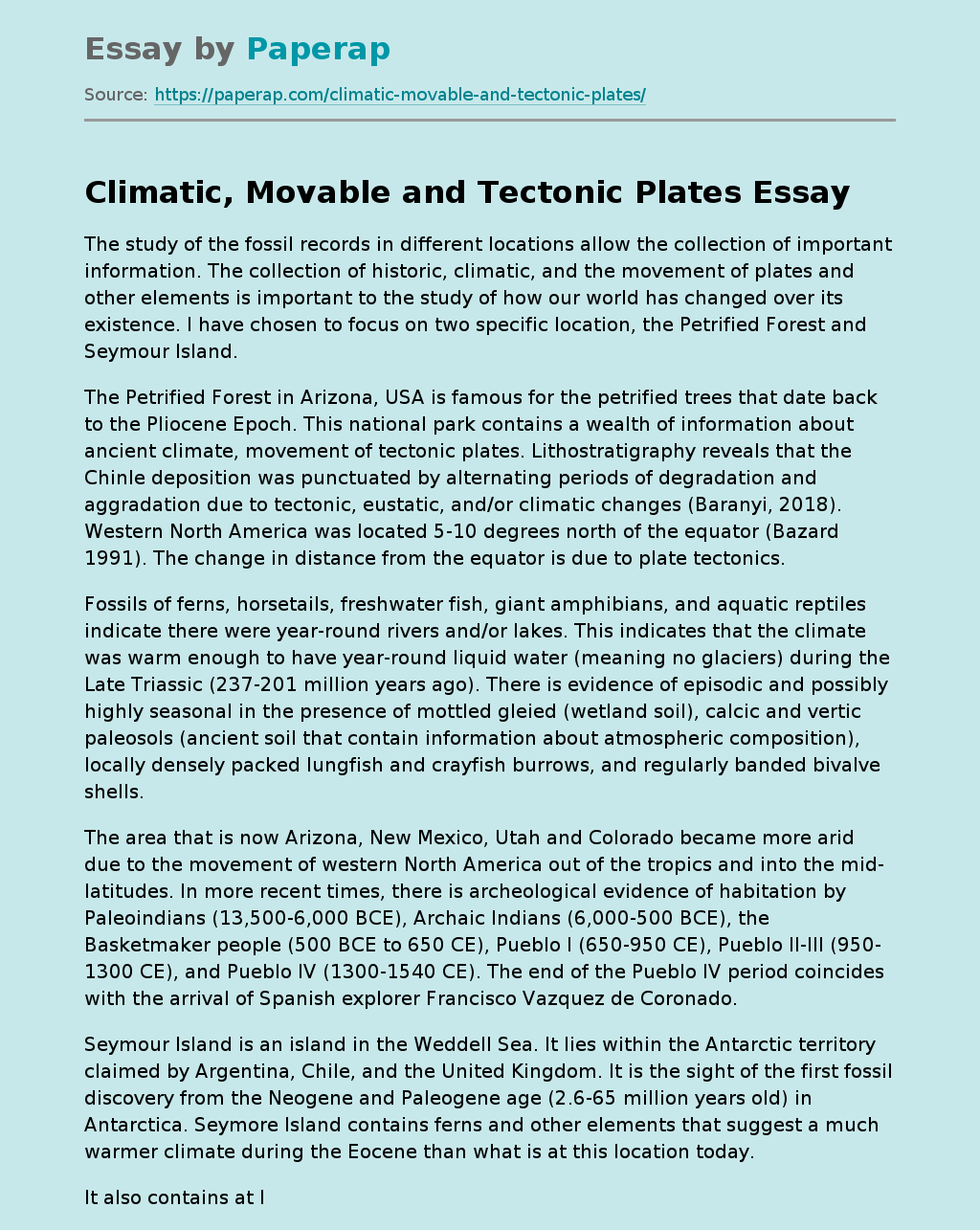Climatic, Movable and Tectonic Plates