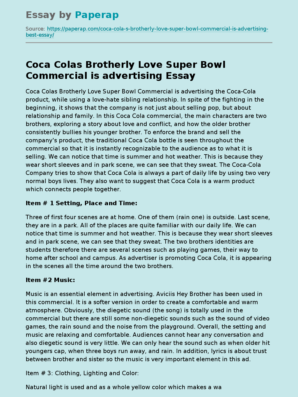 Coca Colas Brotherly Love Super Bowl Commercial is advertising