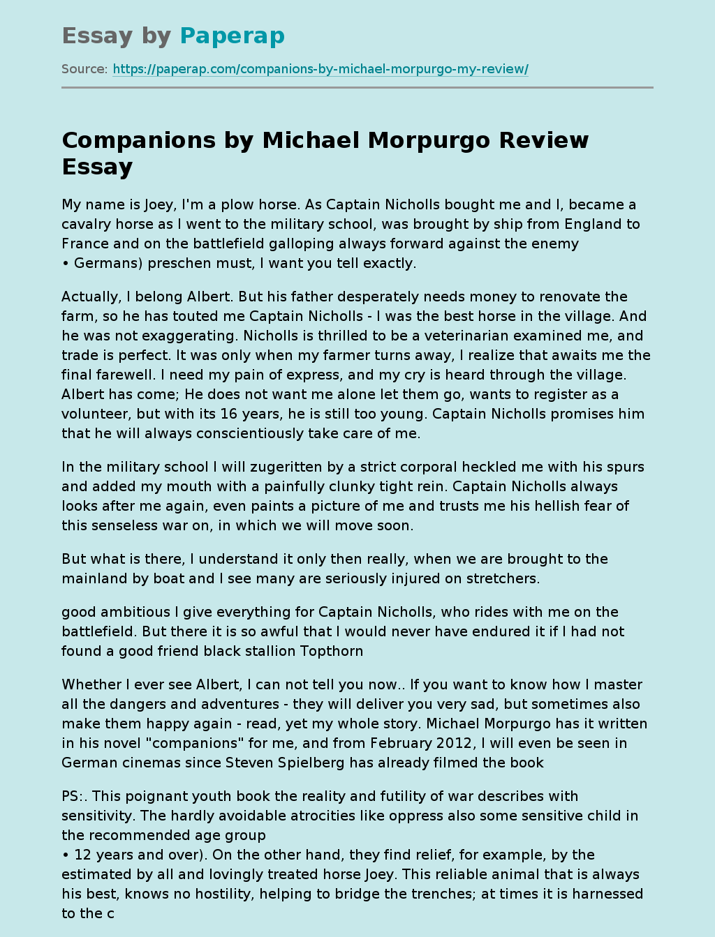 Companions by Michael Morpurgo