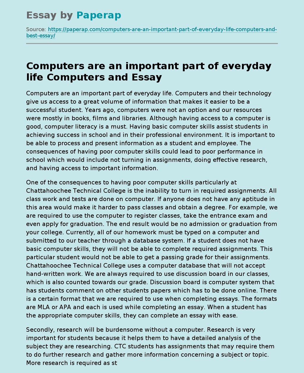 Computers are an important part of everyday life Computers and