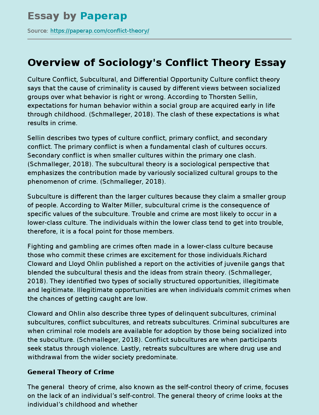 Overview of Sociology's Conflict Theory