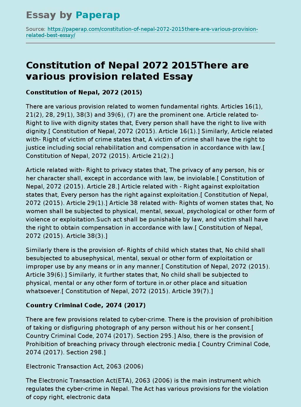 Constitution of Nepal 2072 2015There are various provision related