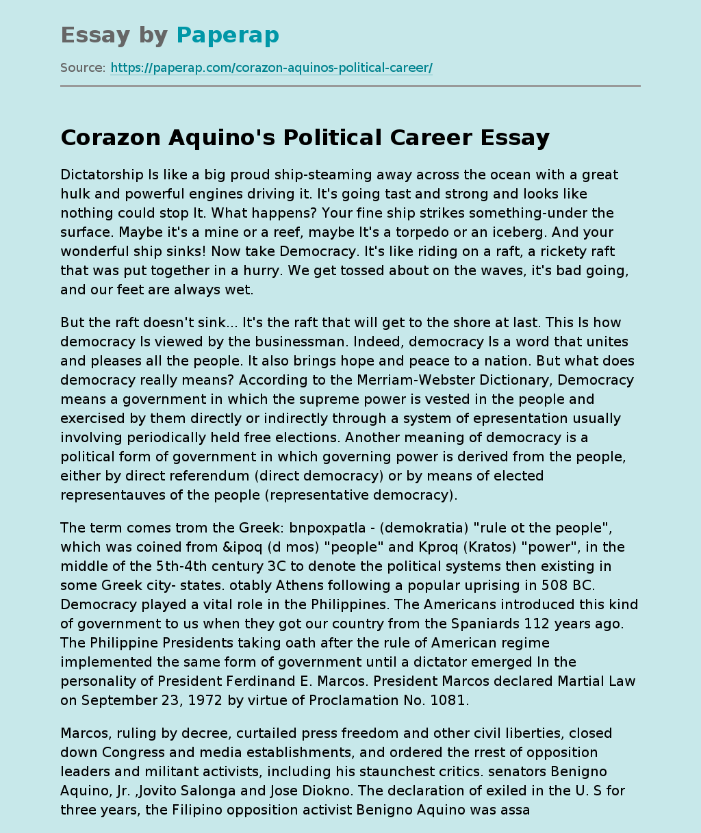 Corazon Aquino's Political Career
