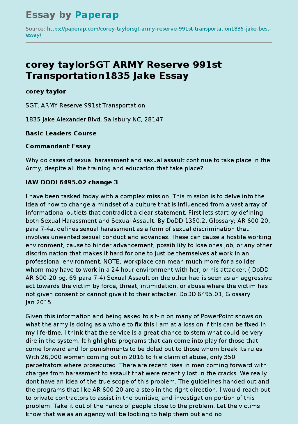 corey taylorSGT ARMY Reserve 991st Transportation1835 Jake