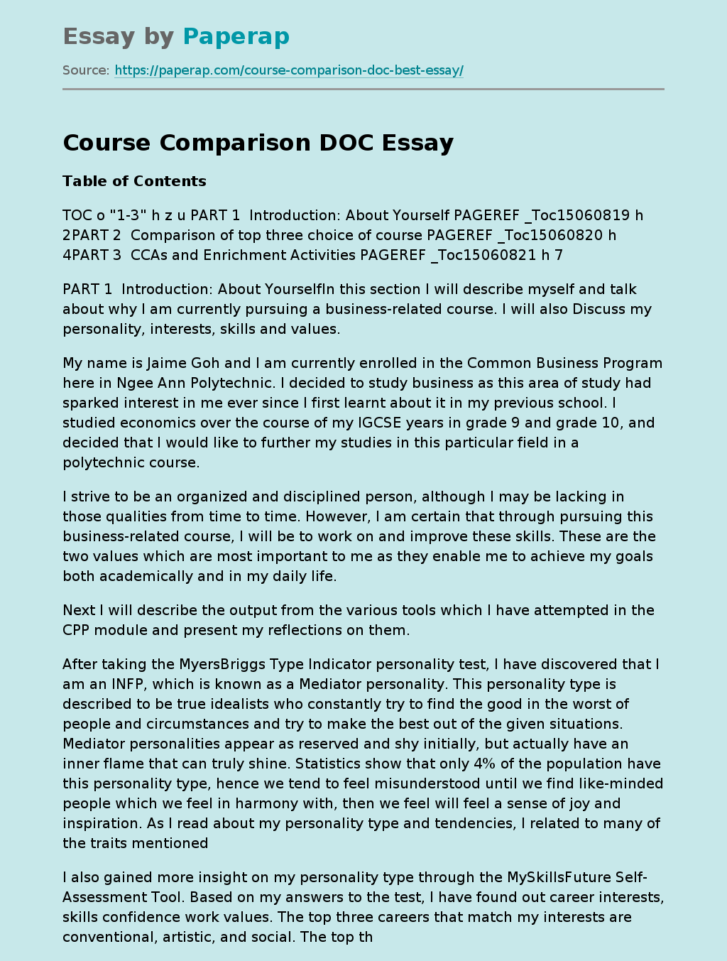 Course Comparison DOC