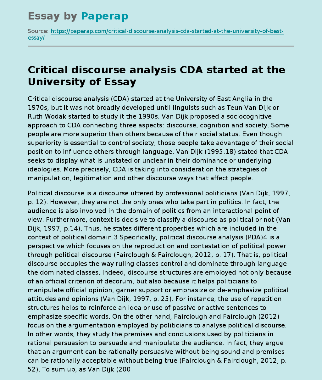 History of Critical Discourse Analysis