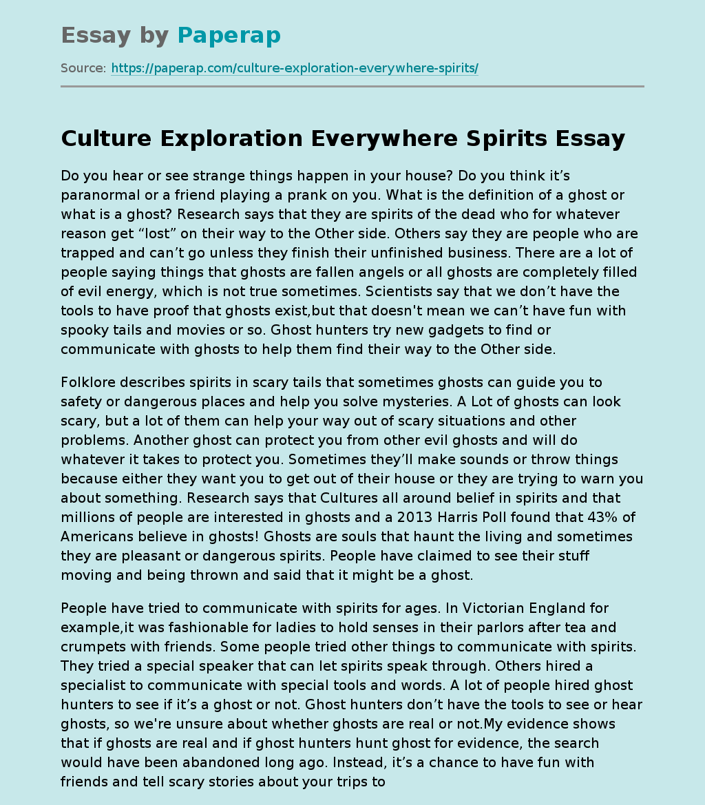 Culture Exploration Everywhere Spirits