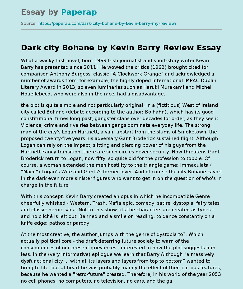 "City of Bohane" by Kevin Barry