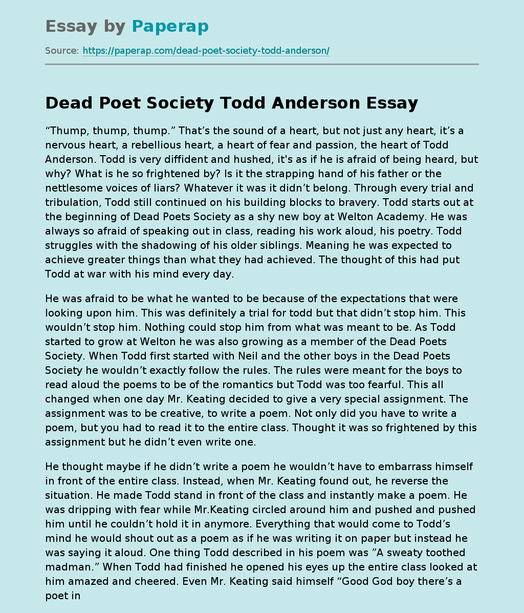 dead poets society character analysis todd
