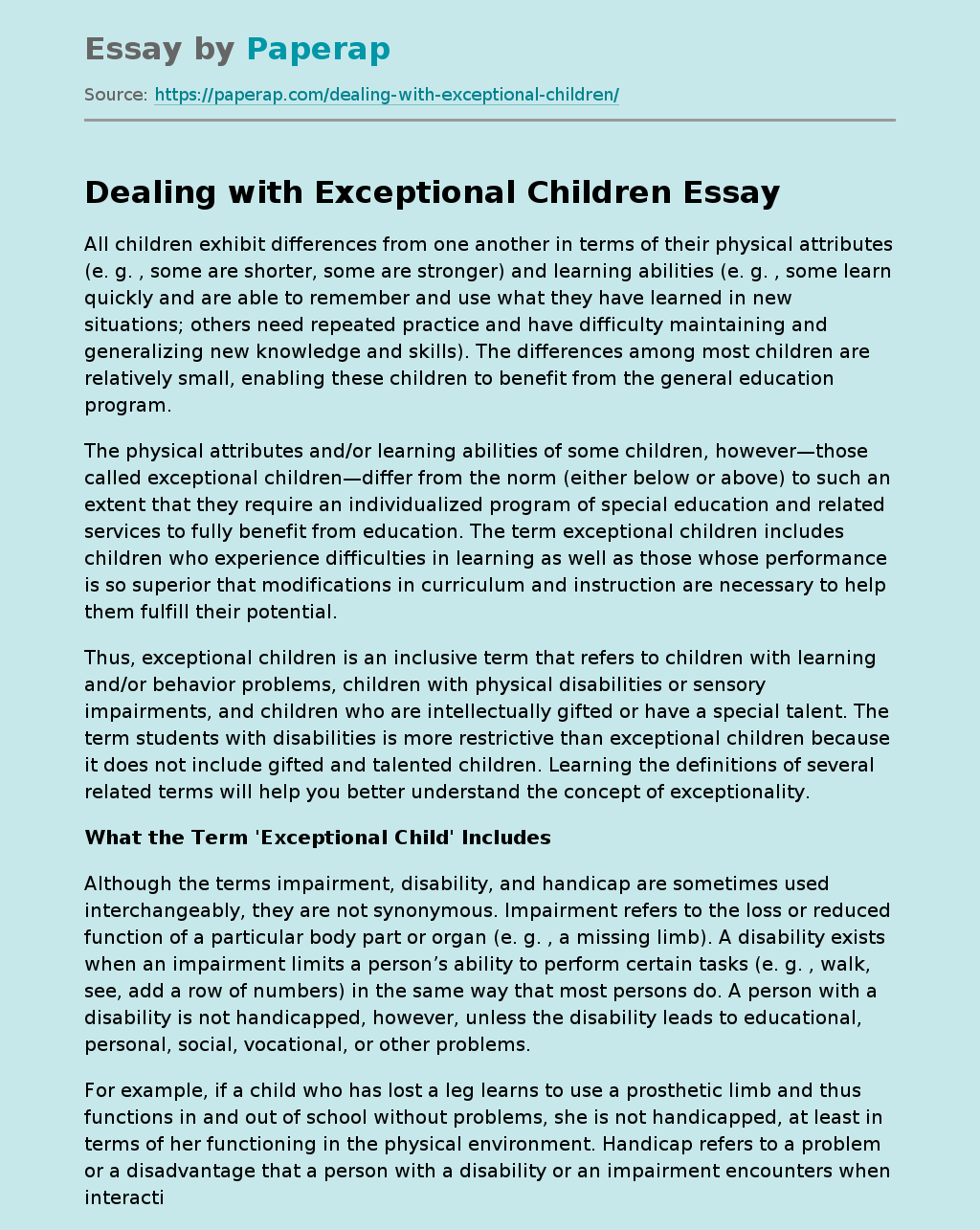 dealing-with-exceptional-children-free-essay-example