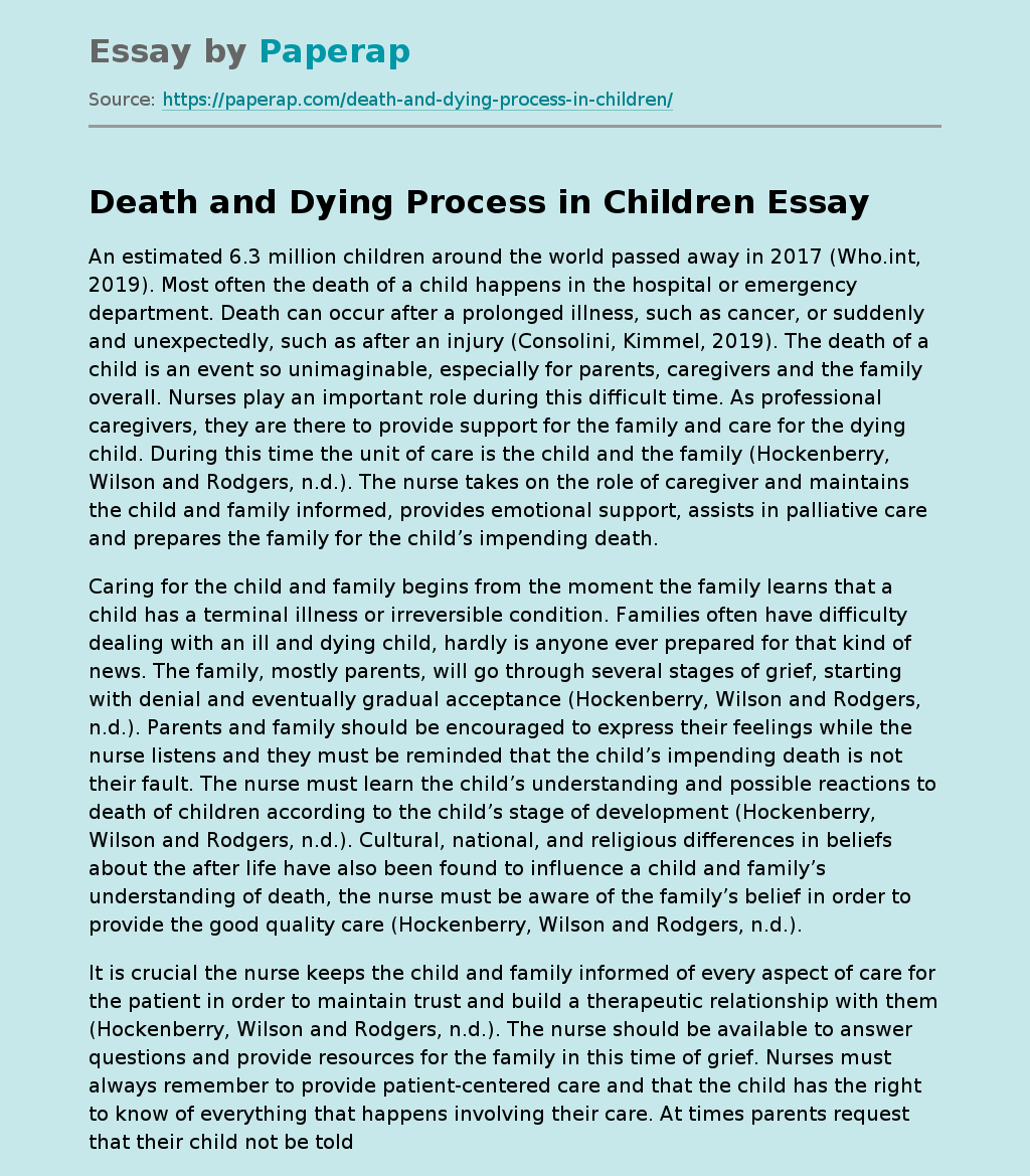 Death and Dying Process in Children