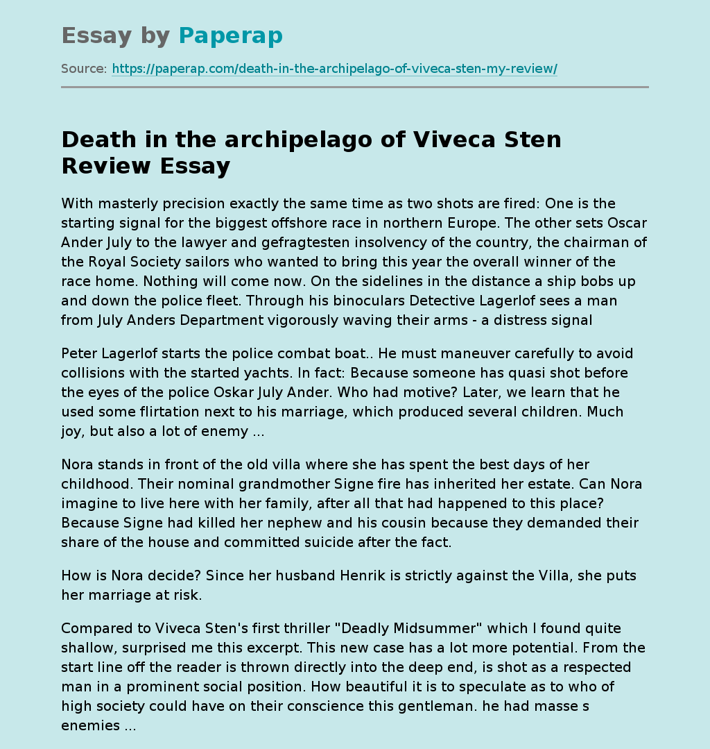 Death In The Archipelago Of Viveca Sten Review