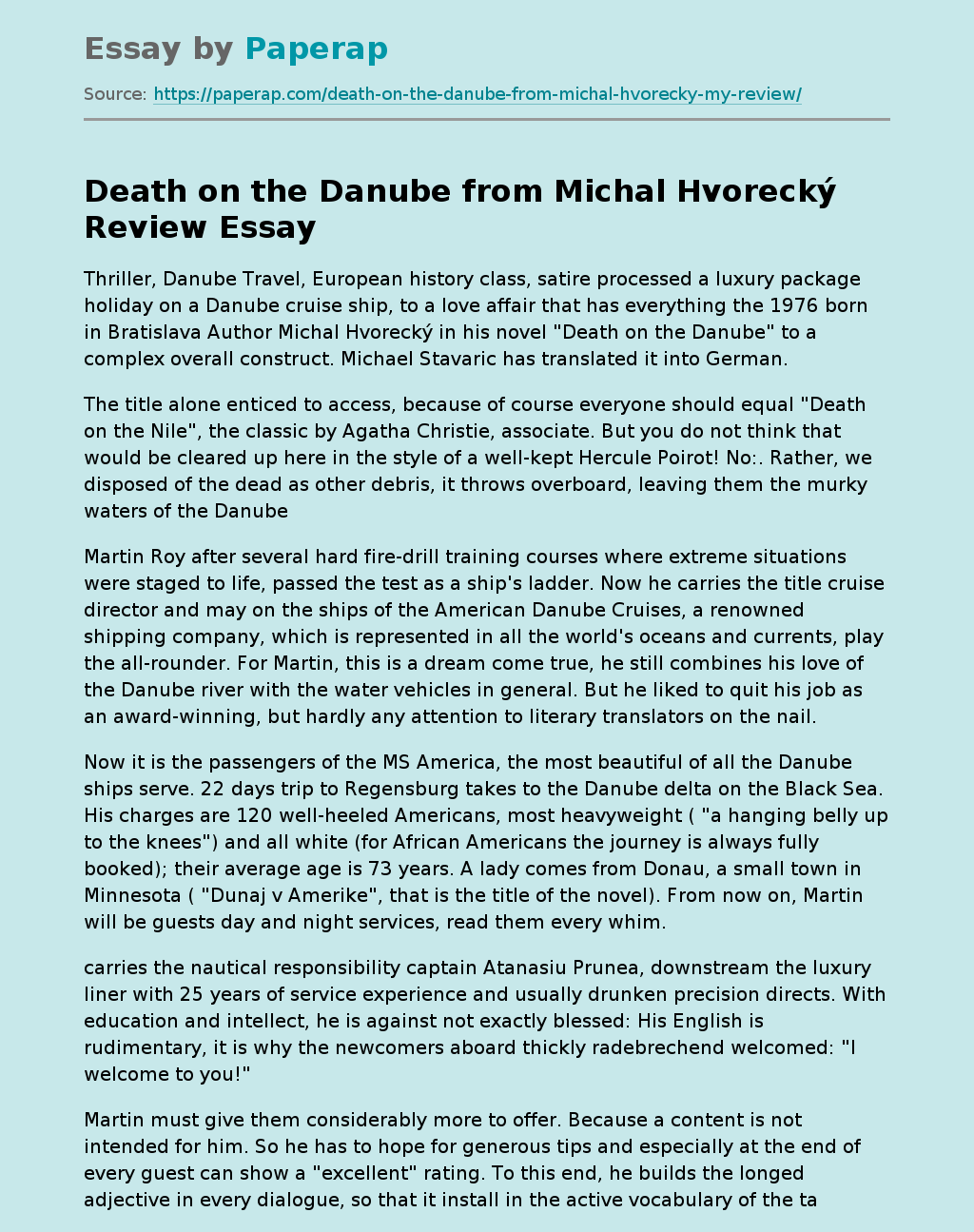 Death on the Danube from Michal Hvorecký Review