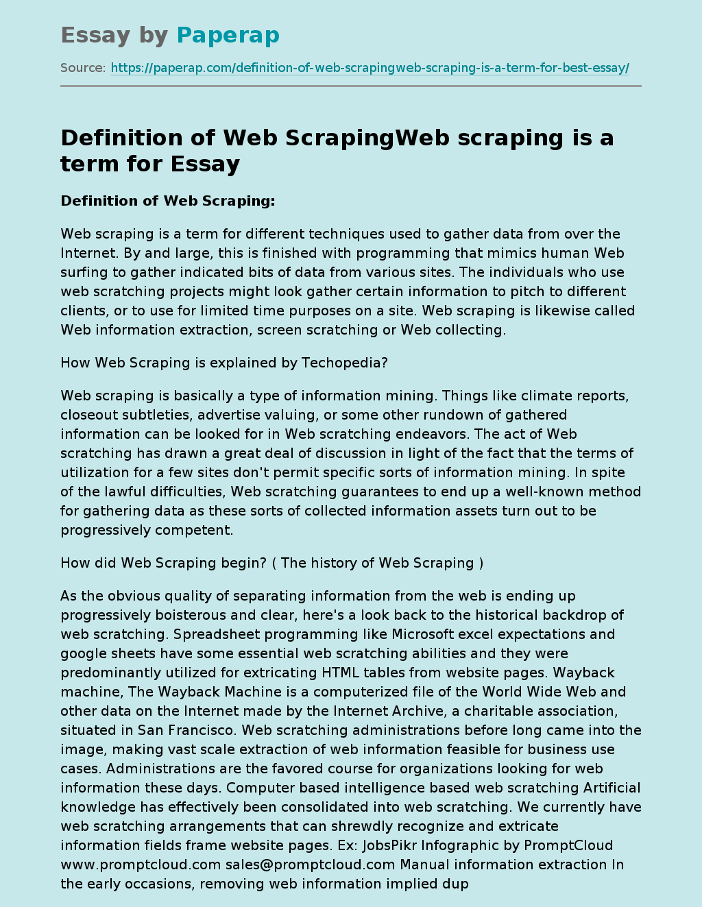 Definition of Web ScrapingWeb scraping is a term for