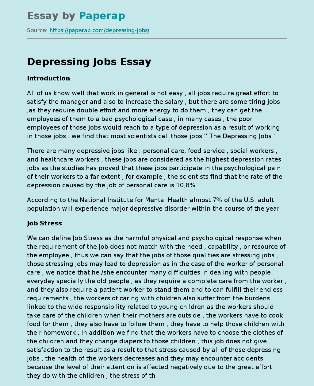 Depressing Jobs