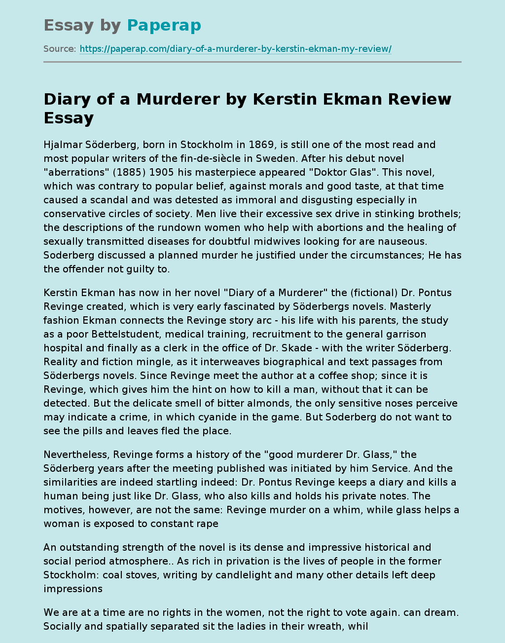 Diary of a Murderer by Kerstin Ekman Review