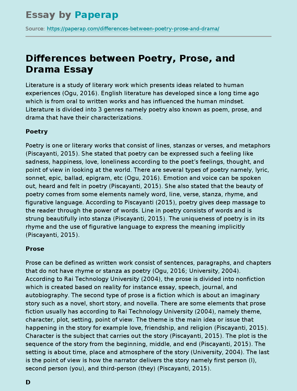 poetry and prose essay