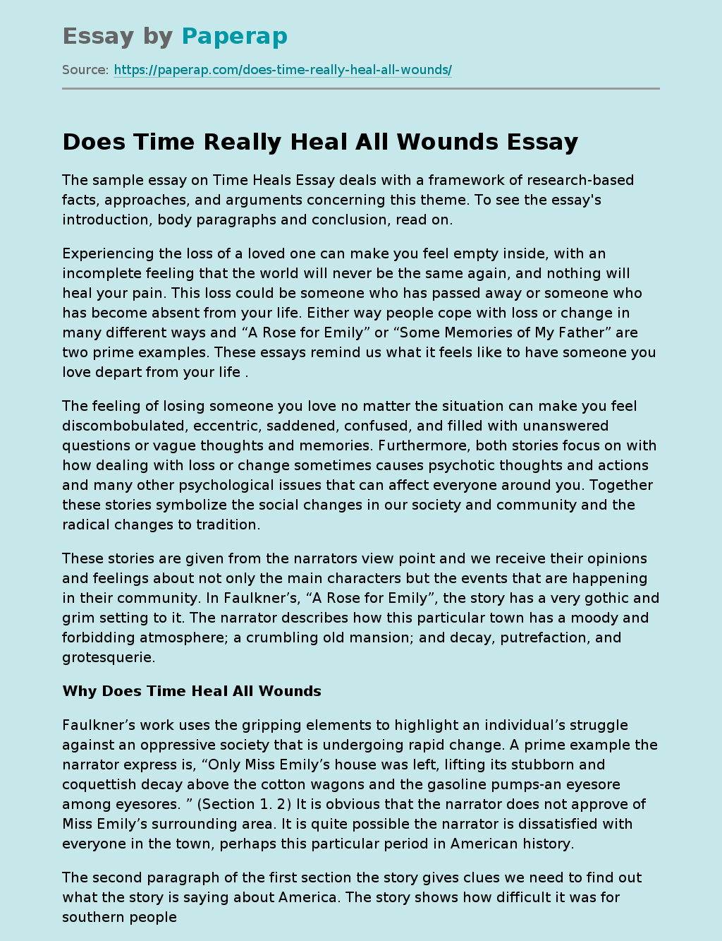 Does Time Really Heal All Wounds