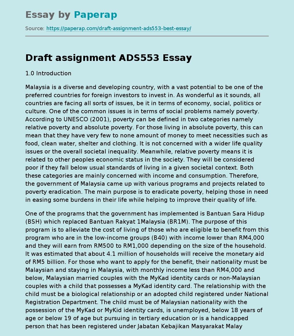 Draft assignment ADS553