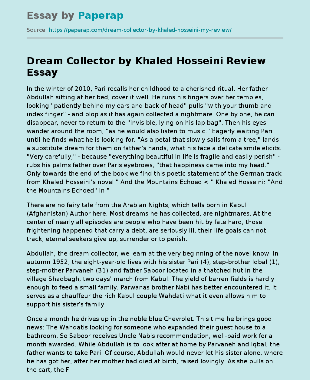 Dream Collector by Khaled Hosseini Review