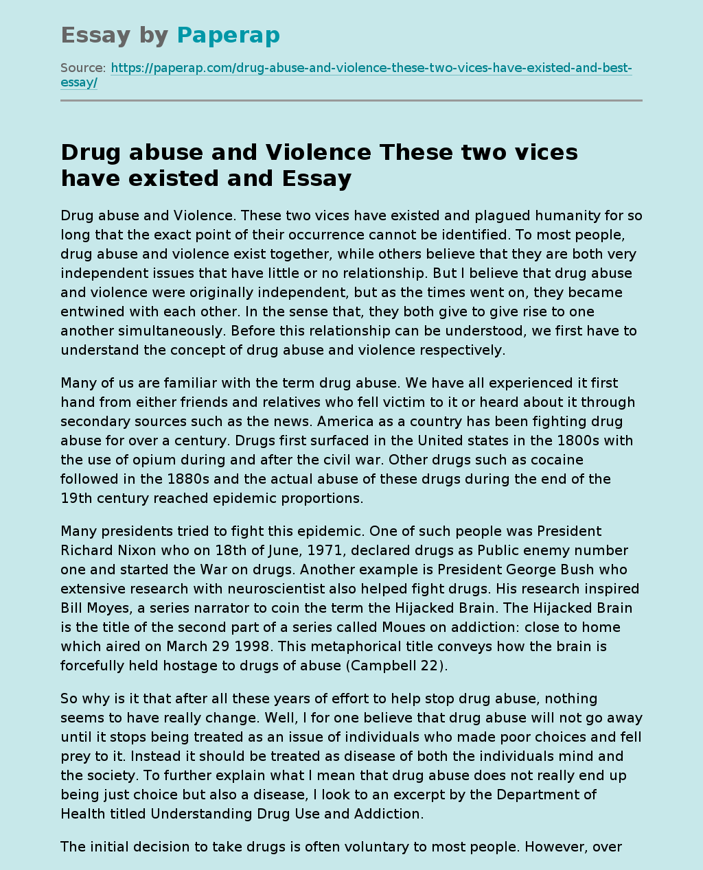 Drug abuse and Violence